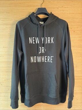 Black Graphic Pullover Hoodie with 'New York or Nowhere' Print